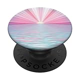 Cell Phone Pop Up Knob,Light Blue & Pink Sunset Beach Theme PopSockets PopGrip: Swappable Grip for Phones & Tablets PopSockets Standard PopGrip