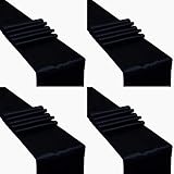 PARFAIR DESSIN 4 Pack Black Satin Table Runner 12 x 108 Inch Long Wedding Satin Silk Table Runner for Wedding Banquet Graduations Birthday Party Decoration