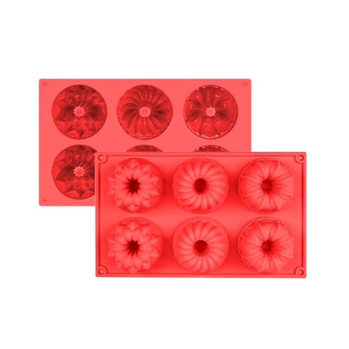 La chat 2 packs Mini Bundt Cake Pan, Non-stick Silicone Baking Molds, Dishwasher microwave safe 6-Cavity silicone Cake Pan for Cupcakes, Donuts, Brownies, Jellies, cookies
