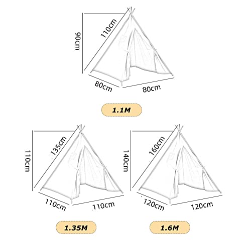 Tipi-speeltent voor kinderen met vloermat,tipi tent kinderen groot,Binnentent voor kinderen, indianentent-C_1.6M - Afbeelding 7