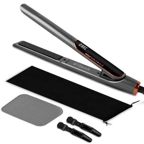 Focenat 2 en 1 Planchas del pelo,Plancha de Pelo,Plancha pelo,Pantalla LCD,13 ajustes de temperatura,100 230 °C,Calentamiento rápido en 30 segundos,Alfombrilla térmica,para todo tipo de cabello