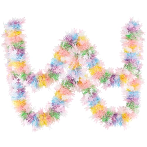 LOMIMOS 33FT Easter Tinsel Garland,Colorful Metallic Garland with Bunny Shaped...