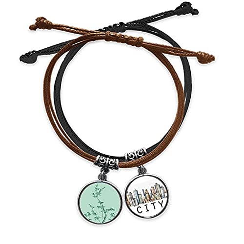 Bracelet culture japonaise en cuir sidi gravé bambou sacré
