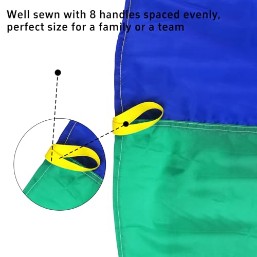 Image of Parachute 13ft / 16.4ft / 20ft - Kids Play Gymnastics Parachute with Handles for Group Team Cooperative Games,Indoor Outdoor Gym Class Rainbow Parachute Birthday Church VBS Activity Supplies
