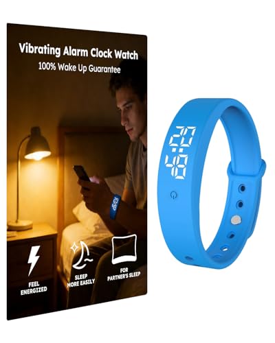 RITHEM Vibrating Alarm Clock Watch for Heavy Sleepers, Silent Wake Up Bracelet & Smart Wristband, Wearable Vibration Wrist Alarm, Non-Audible Sleep Wristband for Men & Women(Blue)