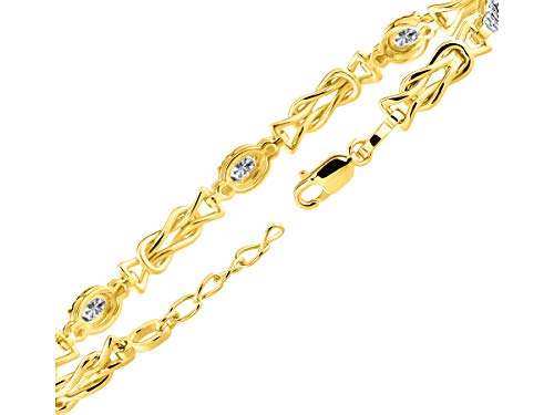Image of RYLOS Bracelets for Women Yellow Gold Plated Silver Love Knot Tennis Bracelet Gemstone & Diamonds Adjustable to Fit 7 inch-8 inch Wrist, 5 Gorgeous 6X4MM Jewelry for Women Friendship Bracelets