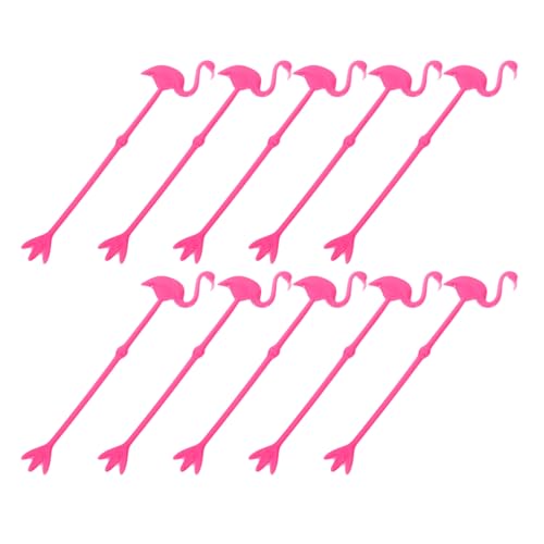 Sosoport 12pcs Hawaiian Flamingo Stirrer Rods Plastic Drink Stirrer Swizzle Stick for Cocktails Barbecue Pool Parties
