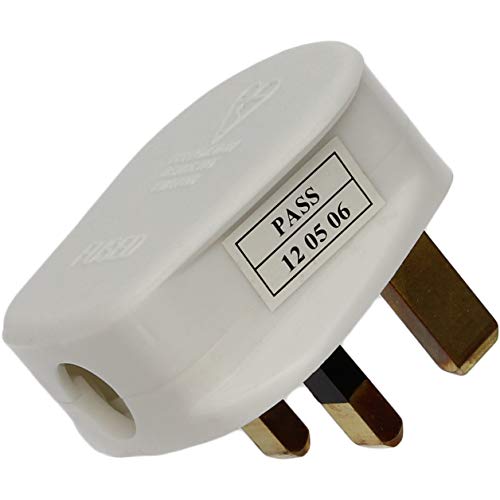 Image of 1STec 3A Fused White UK Mains Power Plug Top with 3 Pins & Screw Terminals for Connecting Appliance Cable to Home Wall Socket Housing Standard 3 Amp Cylinder Type Fuse (3A, White)