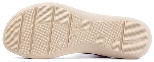 Intini Womens Flat Sandals Braided Strappy Summer Shoes Memory Foam Insole Sandals For Women Khaki 40 Eu #TOP2