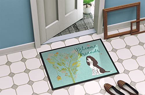 Caroline's Treasures Bb7622Mat Welcome Friends Brown Springer Spaniel Indoor Or Outdoor Mat 18X27, 27" L X 18" W, Multicolor #TOP3