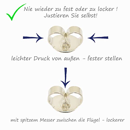 Ohrstecker Verschluss Silber 925, 4 Stück Ohrringverschlüsse, solide Verarbeitung, Stecker Verschluss
