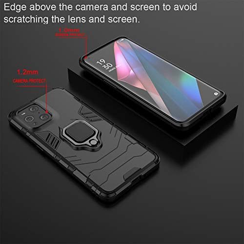 ESTH® Case for Oppo Find X3 Pro/Find X3 with 2 Pack Screen Protector, [360° Rotating Stand] [Military Grade Anti-Fall Protection], Works With Magnetic Car Mount Cover, Black