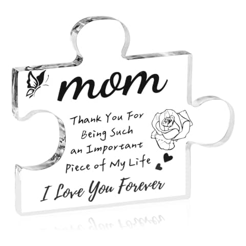 Gifts for Mom,Birthday Gifts for Mom from Daughter Son,Engraved Block Acrylic Puzzle Sign Plaque Desk Decorations,Mothers Day Thanksgiving Birthday for Mom Cover