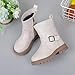 Girls Ankle Boots Waterproof High Top Thick Leather Side Zipper Boot Fashion Thick Soft Flat Outdoor Rain Shoe