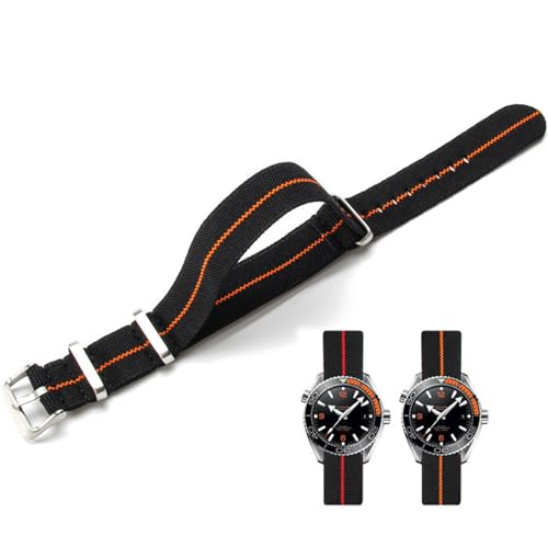Niziruoup Nylon Elastic Watch Strap Military Parachute Style Watch Band 18mm 20mm 22mm Premium Striped Nylon One-Piece French Paratrooper Watchband Smartwatch Band Replacement Strap for Men Women