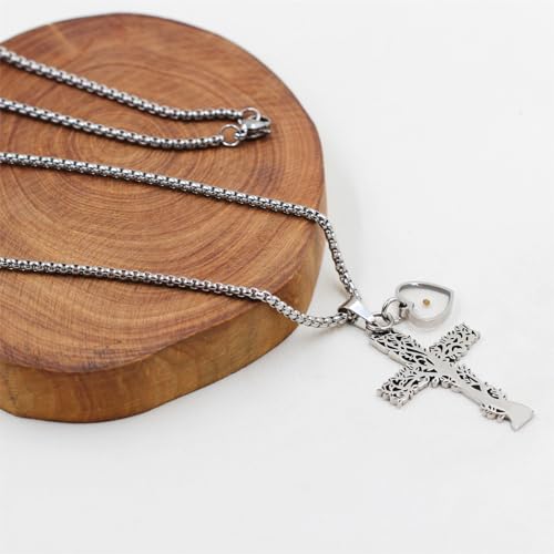 Zircobic Colar de coração semente de mostarda cruz árvore vida Faith Can Move Mountains Joias religi