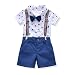Toddler Boys Clothing Set Gentleman Outfit Bowtie Polo Shirt Bid Shorts Overalls (2T, White/Blue)