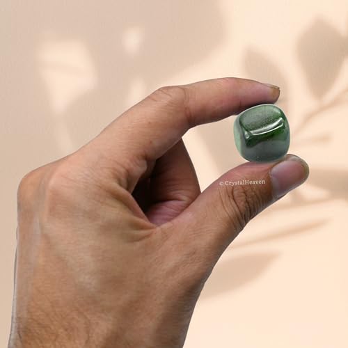 Image of Certified Dark Green Aventurine Crystal Healing Tumbled Stone, Natural Polished Crystals for DIY Crafts, Manifestation, Meditation, Pooja Feng Shui and Reiki Healing (30 Grams)