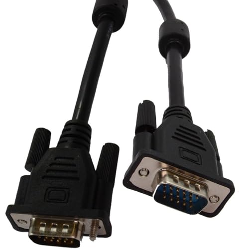 Image of kenable SVGA VGA Cable 15 Pin Male to Male PC Monitor Lead with Ferrite Cores 1m Black