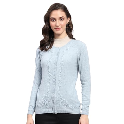 Image of Monte Carlo Women Regular Fit Full Sleeve Solid Round Neck Winter Cardigan (Pack of 1)