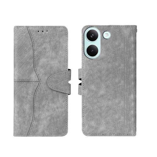 Image of amazon basics Poco X8 Pro 5G Flip Cover | Card Pockets Wallet & Stand | Flip Cover for Poco X8 Pro 5G (Gray)