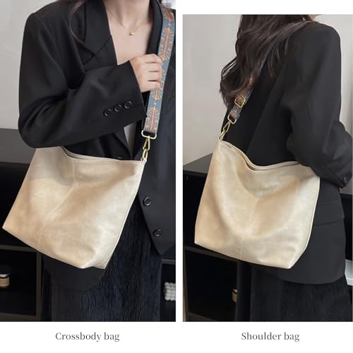 Image of Hobo Bags for Women Crossbody Bag Guitar Strap Purse Vegan Leather Shoulder Handbags Boho Purses Tote Bucket Bag