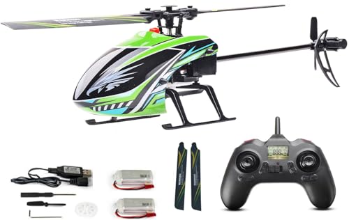 FLYCOLOR F03 RC Helicopter 4Channel 2.4Ghz Remote Control with 6-Axis Gyro and Altitude Hold and One Key Take Off for Beginner RTF (Green)