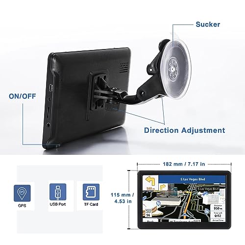 GPS Navigator 7 inch Touch Screen 256-16GB, GPS Navigation for Car Truck RV, 2025 Maps (Free Lifetime Updates), GPS Commercial Drivers Semi Trucker Navigation System, Spoken Turn-by-Turn Direction