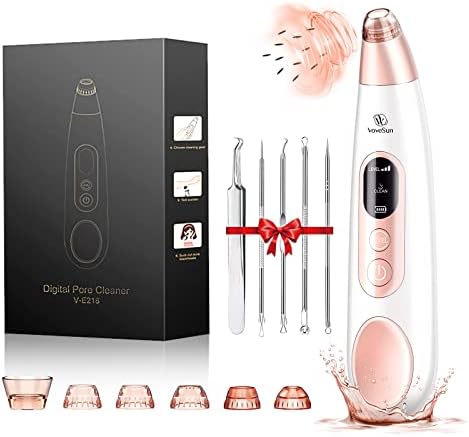 2022 Newest Blackhead Whitehead Pore Vacuum Cleaner Remover-Electric Facial Blackhead Suction Devices,USB Rechargeable Acne Comedone Extractor Tool Kit with 5 Probes & 3 Adjustable Suction Level