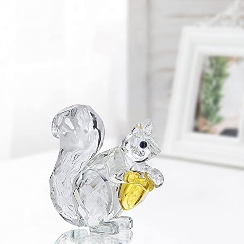 Crystal Animals Squirrel Collectible Figurine Glass Paperweight Table Centerpiece Ornament