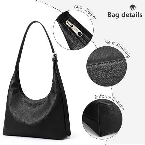 KALIDI Crescent Tote Bag, Women Underarm Handbag Vegan Leather Zipper Shoulder Purse Hobo for Evening Shopping Casual (Black) by KALIDI - Used condition - Image 5
