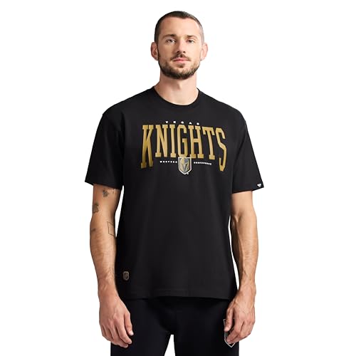 GAME 7 x NHL Men's Officially Licensed Graphic Short Sleeve Lightweight Crew Neck Cotton Team T-Shirt Black
