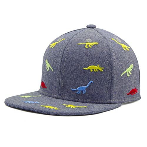 JANGANNSA Berretto da Baseball con Ricamo Dinosauro per Ragazzi Ragazze Cappello UV Estivo Berretto Traspirante per Bambini Berretto Piatto Dinosauro Regolabile