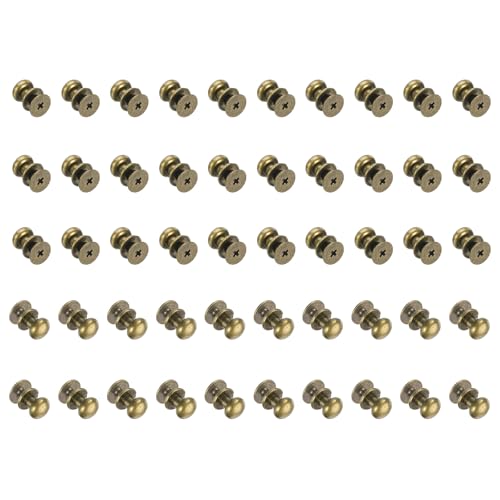 sourcing map 50 Pcs Mini Round Knobs, 8mm Small Drawer Pulls, Cabinet Knobs Handles Pulls for Dresser Closet Jewelry Box Gift Cases, Bronze