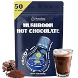 Picture of Mushroom Hot Chocolate, 50 Servings Cocoa Powder | 10 Mushrooms Supplements with Moringa Extract, DHA, Green Tea & Ginkgo Biloba | Support Focus & Gut Health | Vegan & Keto, Gluten-Free