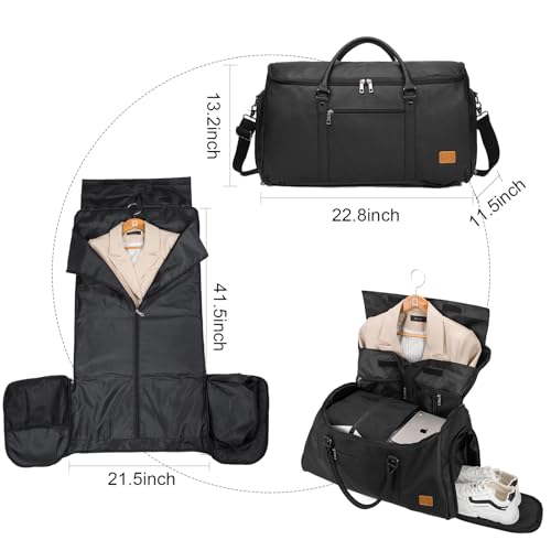 Image of seyfocnia Garment Bags for Travel, Carry On Garment Bag Backpack, Convertible Garment Duffle Bag for Men Women, 4 in 1 Hanging Dress Suitcase Suit Travel Bag