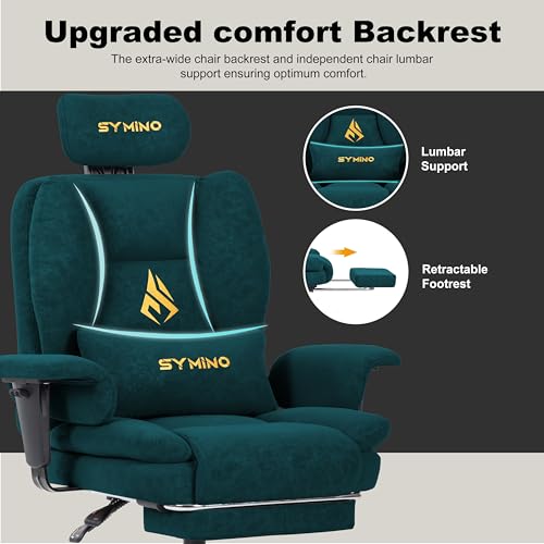 Image of Symino Gaming Chair with Footrest, Up /Down Armrests, Suede Fabric Ergonomic Office Chair, 155 Recline Computer Chair for Desk, Green