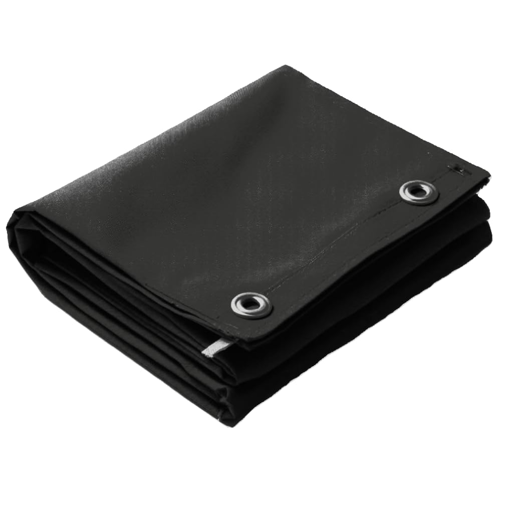 UK Eco Green Canvas Heavy Duty Cotton Tarpaulin Cover Boat Log Store Roofing Sheets (Black, 2m x 2m (6.56 x 6.56ft)) — image 1