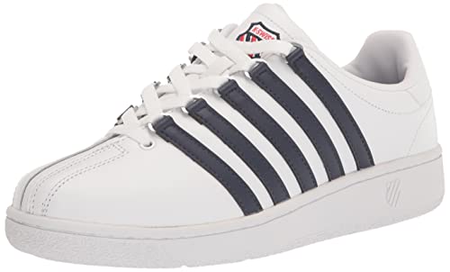 K-Swiss Men's Classic VN Leather Sneaker, White/Navy, 7.5 M