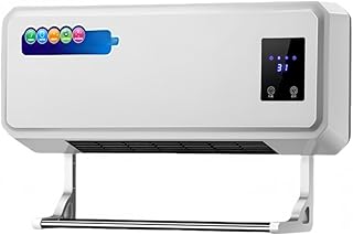 冷暖両用移動式小型エアコン 3秒速熱 温風機能 除湿機能 工事不要 壁取付け可能 扇風機 リモコン付 タイマー機能 息屏デザイン 15～45℃調節可能 浴室/居室両用 IPX4防水 過熱保護 低騷音 操作簡単 省エネ 冷暖房エアコンファン 夏は自然の風、冬は暖かい風 雨の日衣類乾燥/ベビー沐浴に最適 (リモコン+タッチコントロール+物干しラック) [並行輸入品]