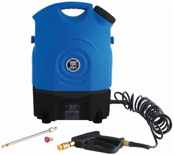 Turbo Tank Portable Rinsing Sprayer 130psi It includes a heavy-duty rechargeable battery (with 12-volt vehicle adapter), batter
