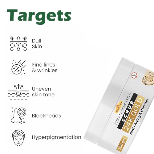Image of Khadi 100% Pure & Herbal 24K Gold Scrub - Radiance Boosting Face & Body Exfoliator with Natural Ingredients - 400g