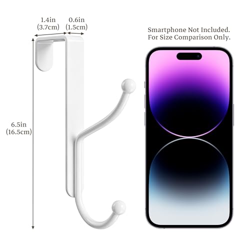 Over Door Hook 4-Pack, Heavy Duty Door Hanger, Fits Interior Doors 1.4 Inches Thick, Organize Coats, Hats, Towels, and Bags for Entryways, Bathrooms, Bedrooms, and Kitchens, White by niffgaff - Image 6