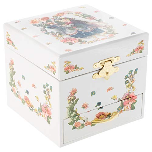Broadway Gift Square Alabaster Fairy Children's 18-Note 5.5 X 3.5 Music Box Drawer Plays Tune Swan Lake #TOP21