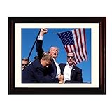 Generic Trump Photo Frame 10''x8'' | Trump Assassination Attempt Never Surrender Mugshot Photograph | The President's Man Donald J. Trump Merchandise | Trump Keep Fighting Fist Pump Framed Photo