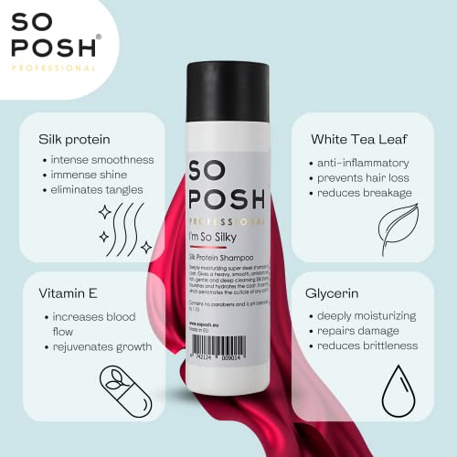 So Posh I´m So Silky Dog Shampoo - With Silk Protein, Perfect For Drop-Coats Like Yorkie, Maltese, Shih Tzu Etc. Heavy, Smooth & Anti-Static Result, Sulfate & Paraben Free, 1:10 Concentrate. 8.4 Oz #TOP3