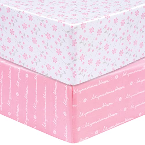 Image of Sammy & Lou Floral 2-Pack Microfiber Fitted Crib Sheet Set, Fits Standard Crib Mattress 28 in x 52 in; Fully Elasticized,