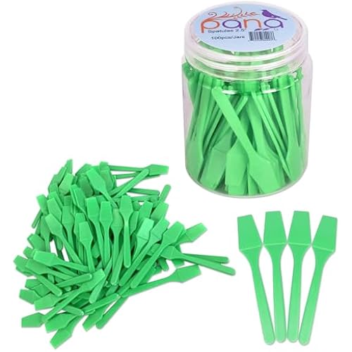 Pana 100pcs Cosmetic Make Up Disposable Plastic 2.5" Spatulas Skin Care Facial Cream Mask Spatula (100 Pieces in a Container) (APPLE GREEN)