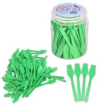 Pana 100pcs Cosmetic Make Up Disposable Plastic 2.5" Spatulas Skin Care Facial Cream Mask Spatula 100 Pieces in a Container APPLE GREEN
