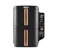 Ninja Double Stack XL Heißluftfritteuse, 2 vertikale Schubladen, 4 Kochstufen, 2 Einschübe, platzsparendes Design, 9,5 L Fa…